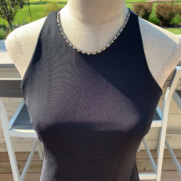 Vintage 90s Venessa Stevens Black Maxi Slip Dress Formal Evening Gown - Picture 2 of 16